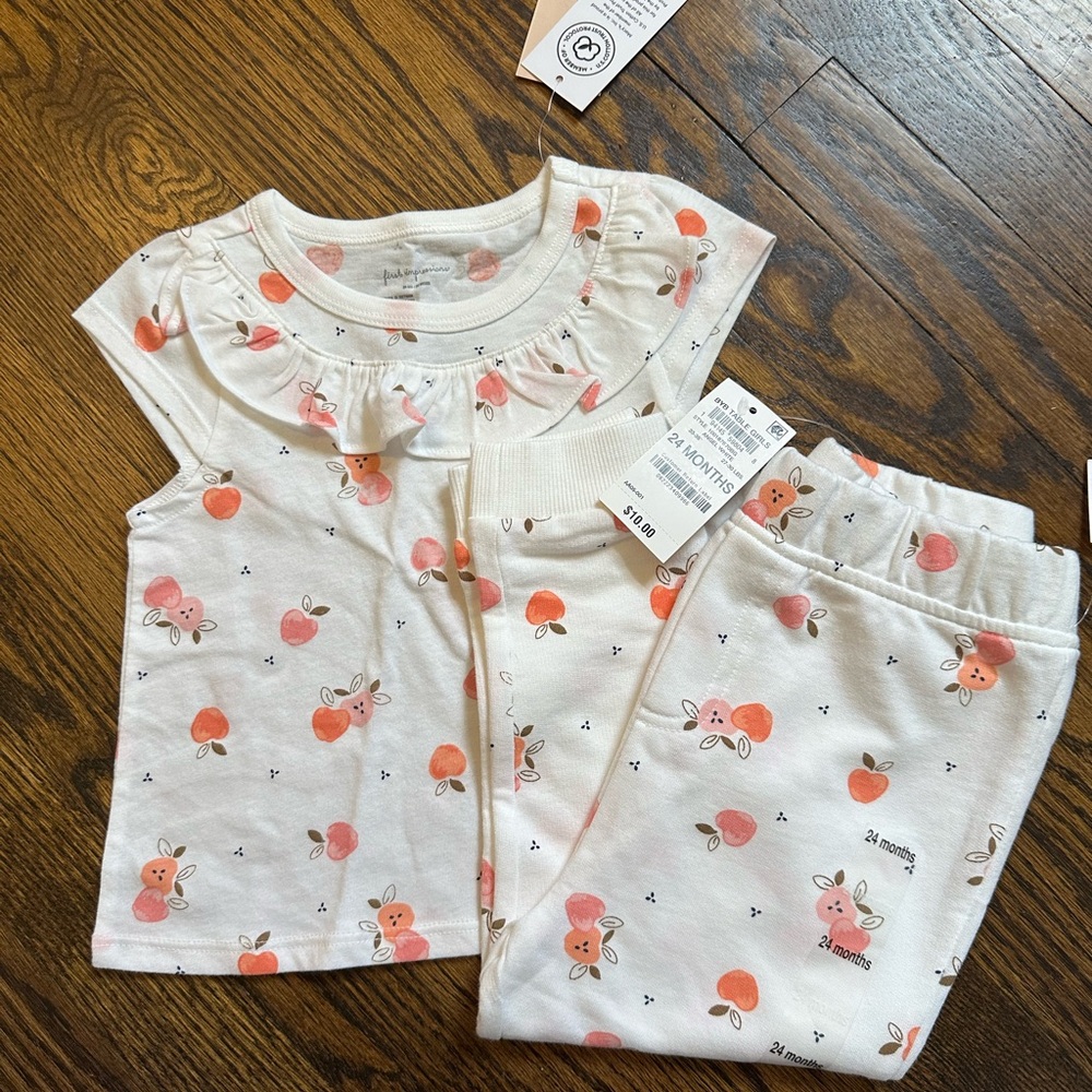 Adorable White and Pink Kids matching set